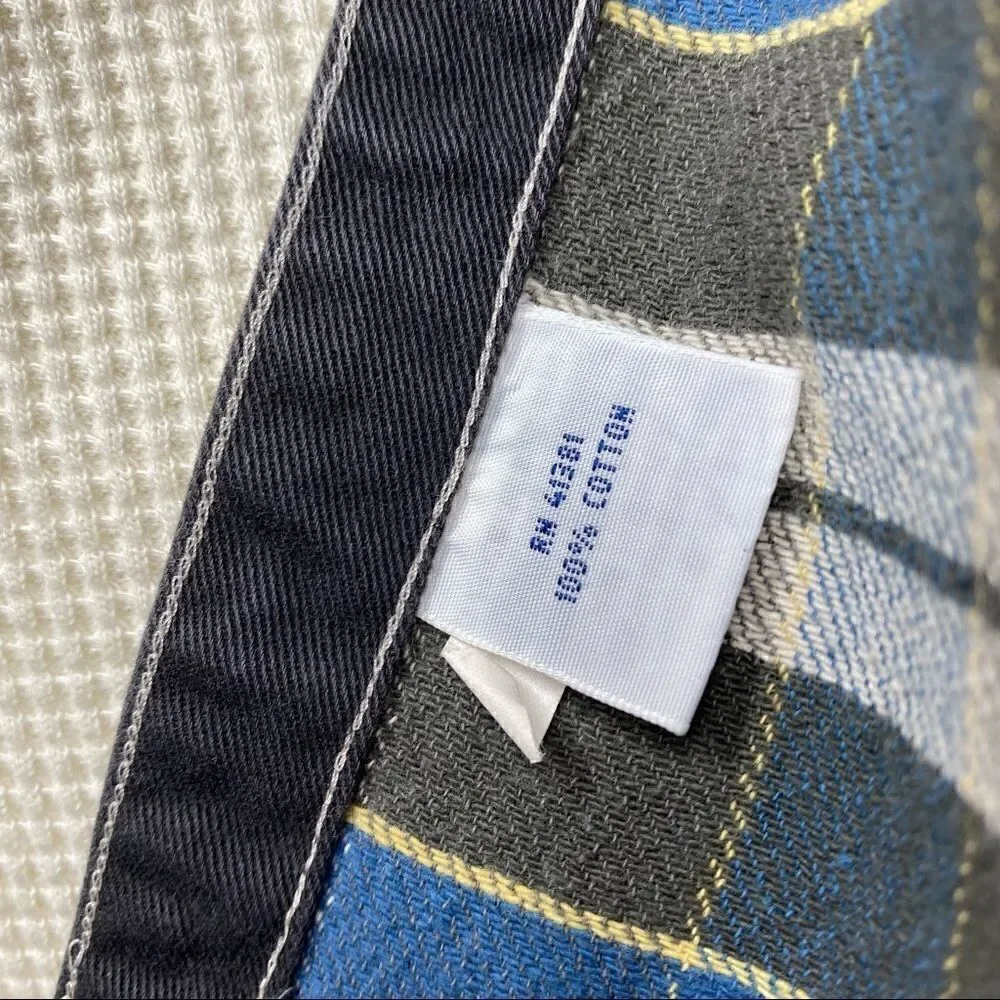 Polo Ralph Lauren Gray & Blue Plaid Cotton Flannel Button Up Shirt